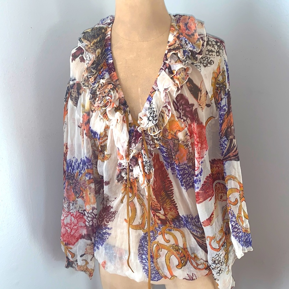Just Cavalli Roberto Cavalli Silk Print Top Small/Medium